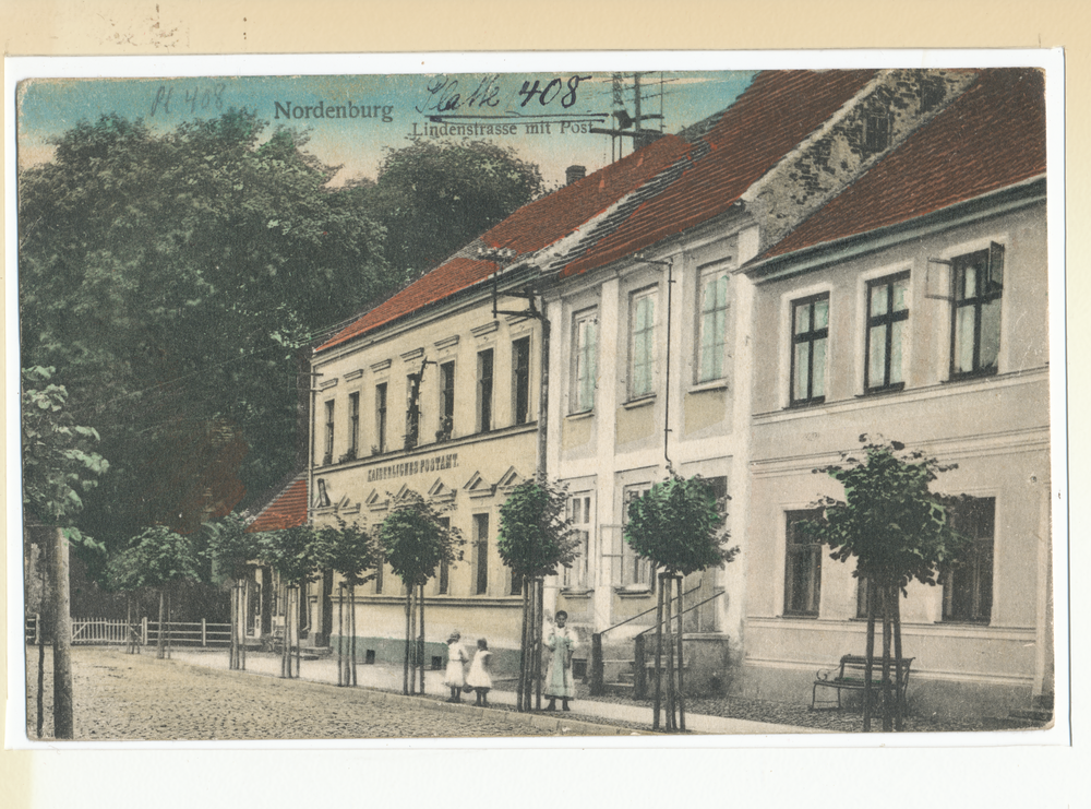 Nordenburg, Lindenstraße mit Kaiserlichem Postamt