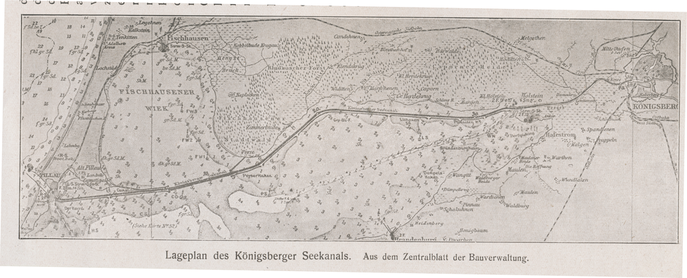 Königsberg (Pr.), Lageplan des Königsberger Seekanales von 1879