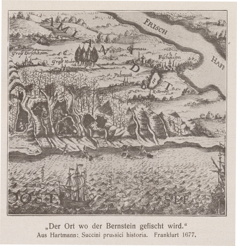 Frisches Haff, Karte "Der Ort, wo der Bernstein gefischt wird"