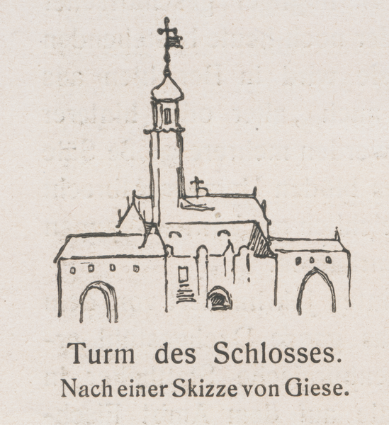 Fischhausen Schloß, Turm nach einer Skizze von Giese