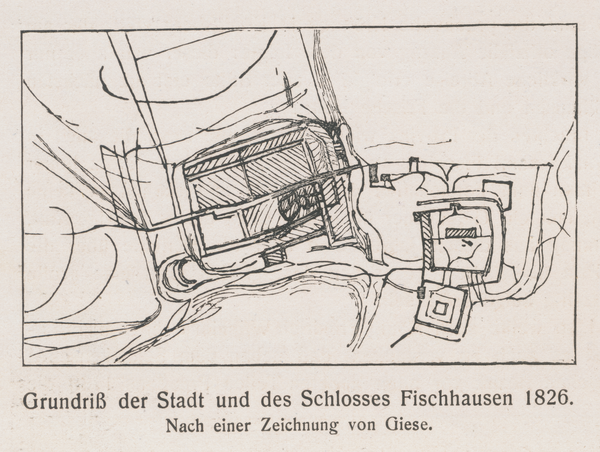 Fischhausen, Stadt, Grundriß der Stadt und des Schlosses, Zeichnung