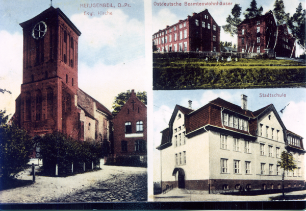 Heiligenbeil, Ev. Kirche, Ostdt. Beamtenwohnhäuser, Stadtschule