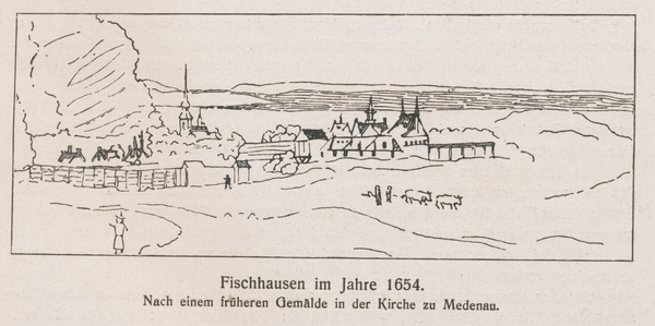 Fischhausen, Stadt im Jahre 1654 nach einem Gemälde