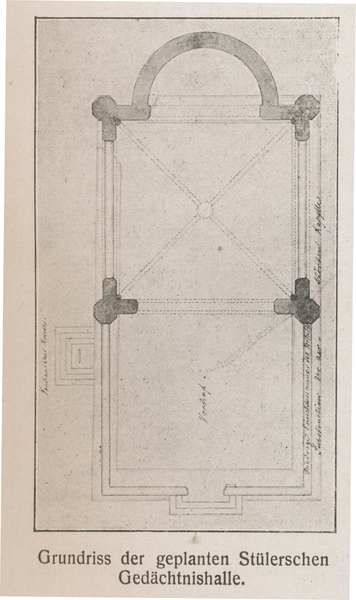 Königsberg, Grundriß der von Stüler geplanten Gedächtnishalle 1852