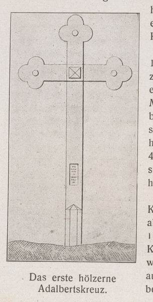 Tenkitten, Adalbertskreuz 1822 errichtet auf den Resten der Adalbertskirche