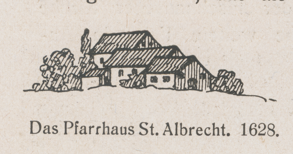 Tenkitten, Das Pfarrhaus St. Albrecht 1628 (Skizze)