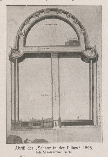 Pillau, Stadt, Abriß der "Schanz in der Pillaw" 1595