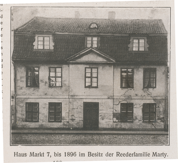 Pillau, Stadt, Haus Markt 7 , bis 1896 im Besitz der Reederfamilie Marty