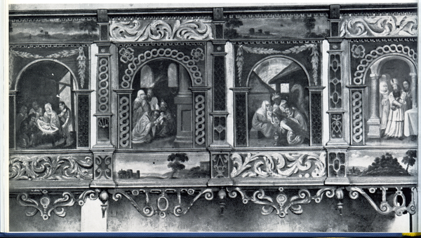 Bladiau, Ev. Kirche, Nordwestliche Oberempore, Darstellung der Kindheit Jesu, Landschaften (1600-1650)