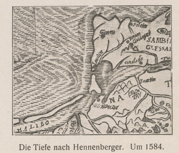 Frische Nehrung, Die Tiefe nach Henneberger um 1584