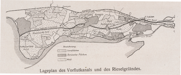 Kaporner Heide, Plan des Königsberger Vorflutkanales und des Rieselgeländes