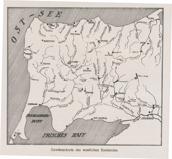 Westliches Samland, Gewässerkarte des westlichen Samlandes