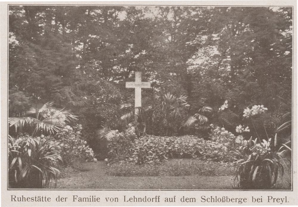 Preyl, Ruhestätte der Familie von Lehndorff auf dem Schloßberg bei Preyl