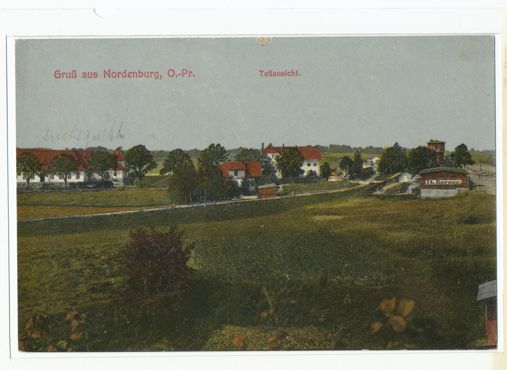 Nordenburg, Ortsansicht mit Bahnhof