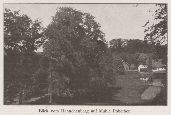 Mühle Pobethen, Blick vom Hannchenberg auf die Mühle