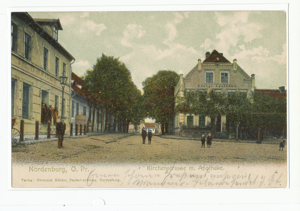 Nordenburg, Kirchenstraße mit Königlicher Apotheke