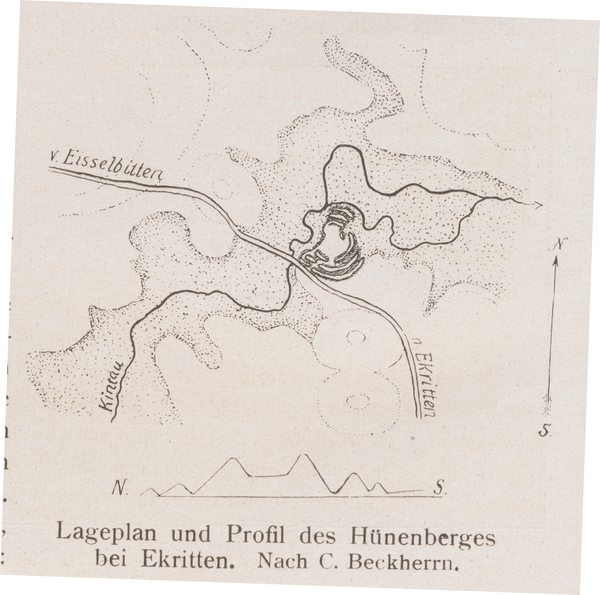 Ekritten, Lageplan und Profil des Hünenbergs bei Ekritten